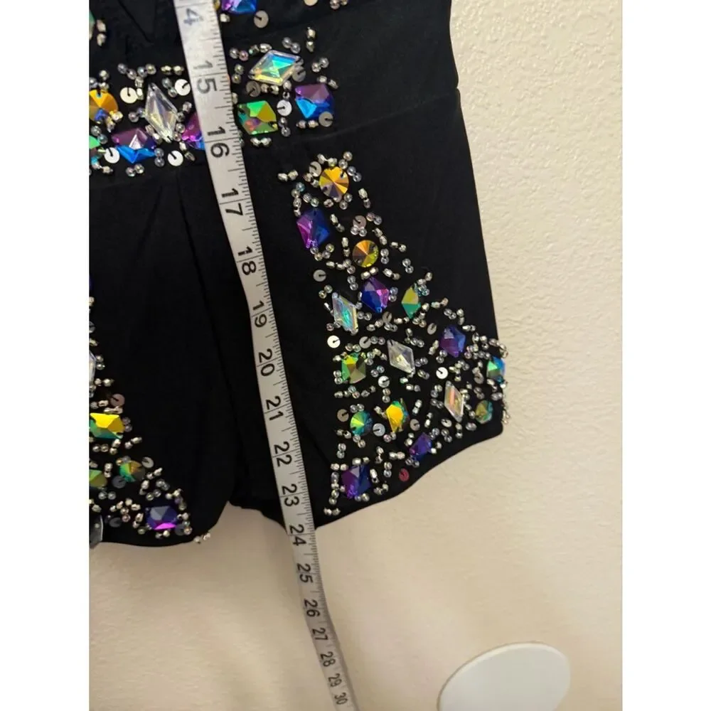Glamour dance costume solo bling leotard embellished XSA-extra small adult